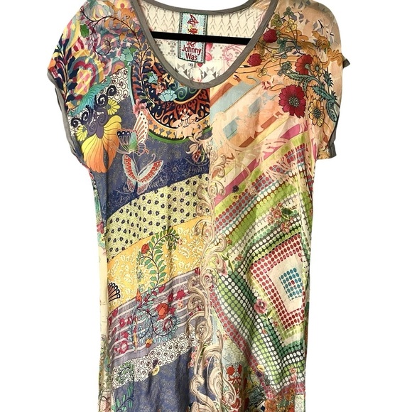 Johnny Was Cupra Rayon Multicolor Short Sleeve Tunic size XS - Picture 2 of 6
